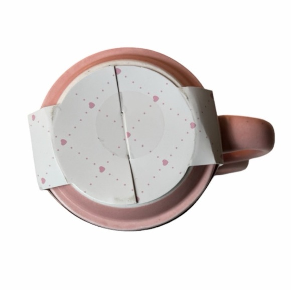 NWT Stackable Mugs Season of Love Pink Speckled Huge Kisses Set of 2 - Picture 5 of 13